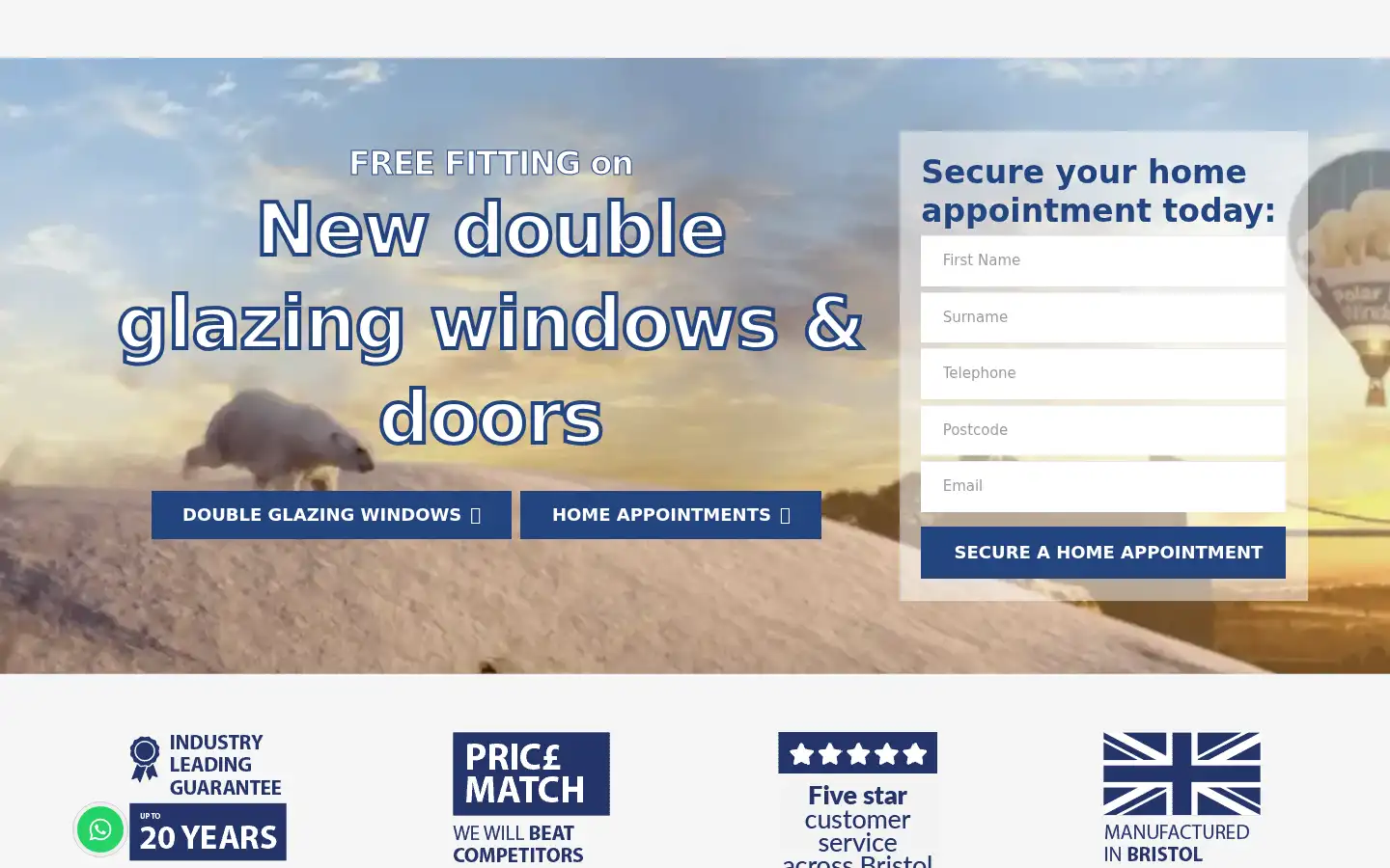 Screenshot of polarbearwindows.co.uk