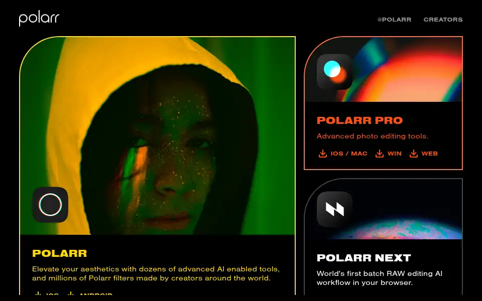 Screenshot of polarr.co