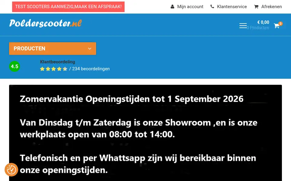 Screenshot of polderscooter.nl