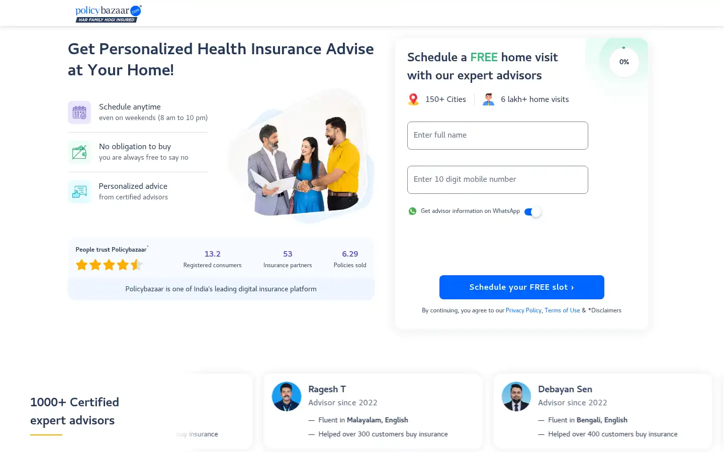 Screenshot of policybazaar.com
