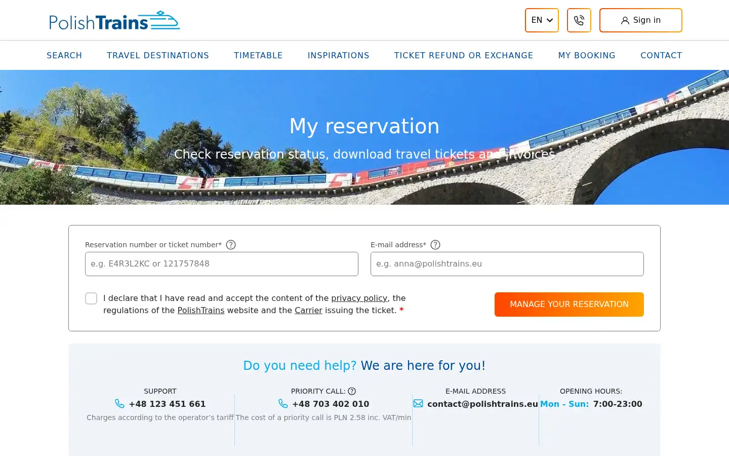 Screenshot of polishtrains.eu