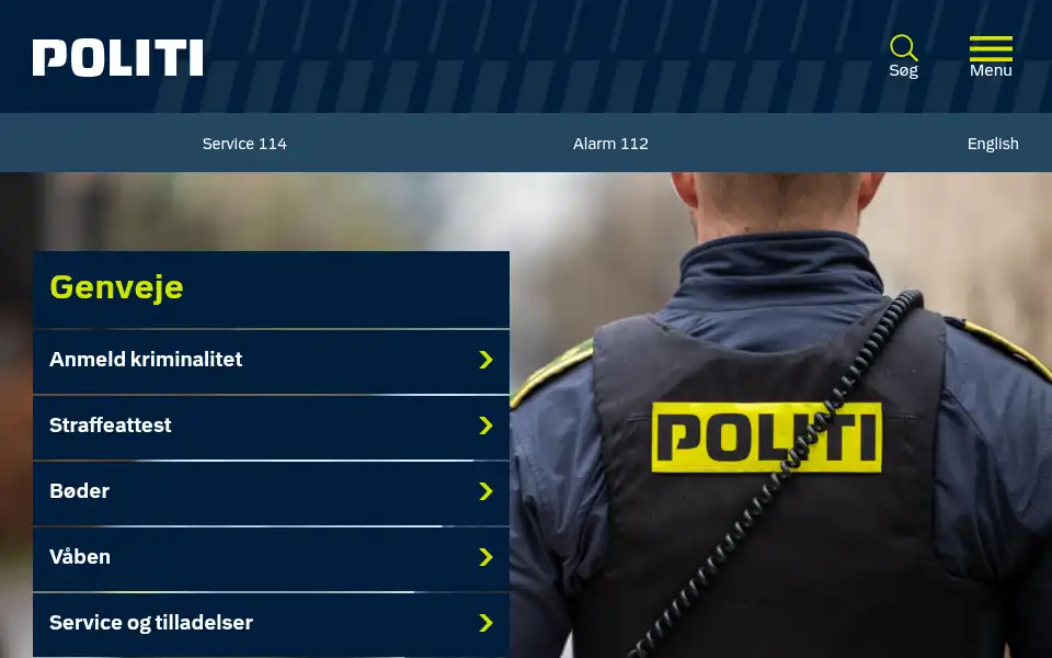 Screenshot of politi.dk