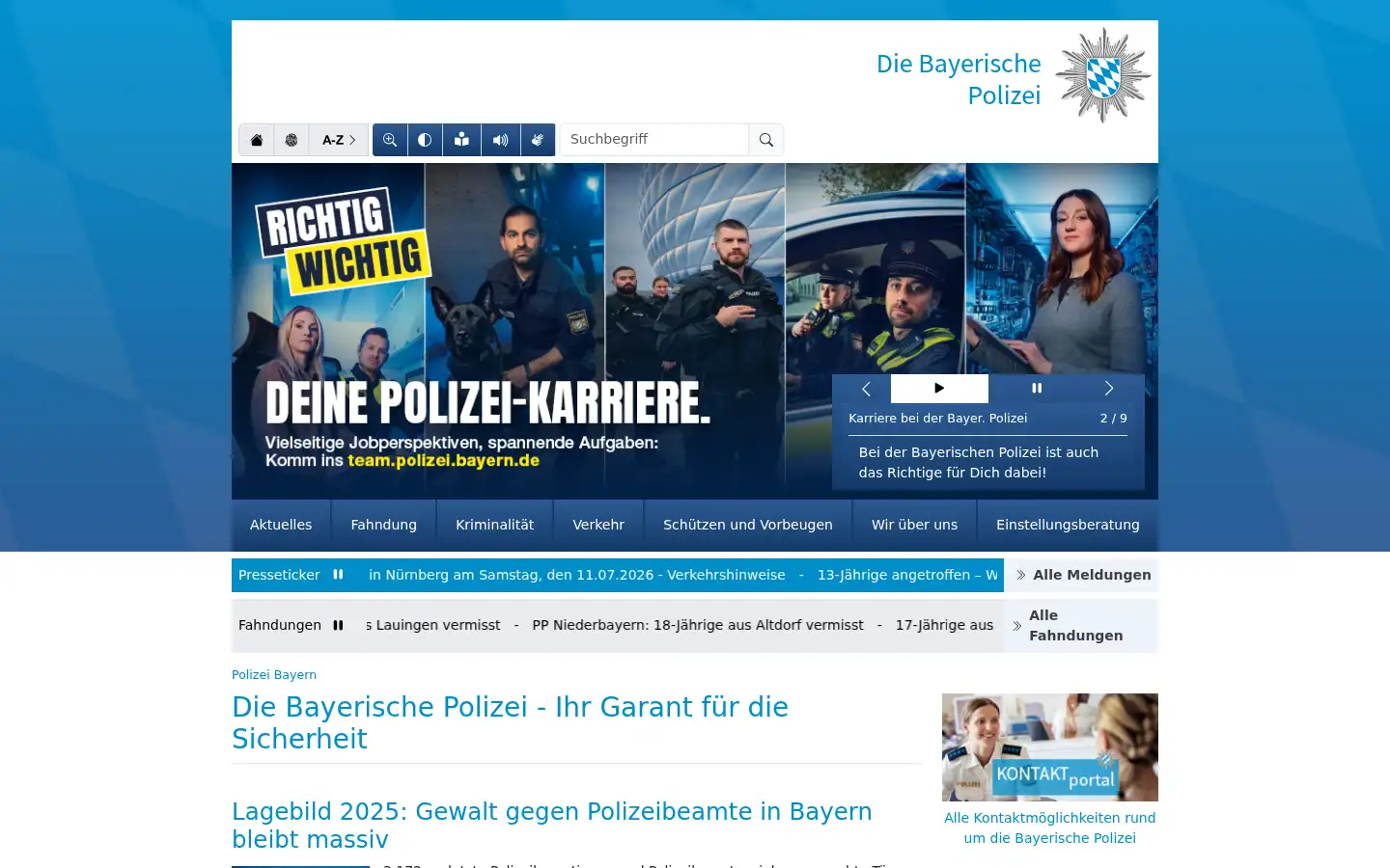 Screenshot of polizei-bayern.de