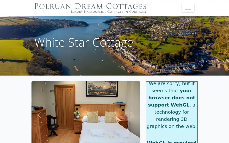 Screenshot of polruandreamcottages.co.uk