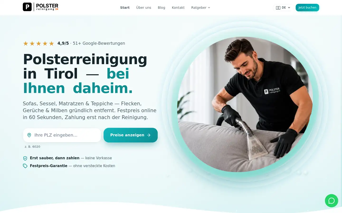 Screenshot of polsterreinigung.at