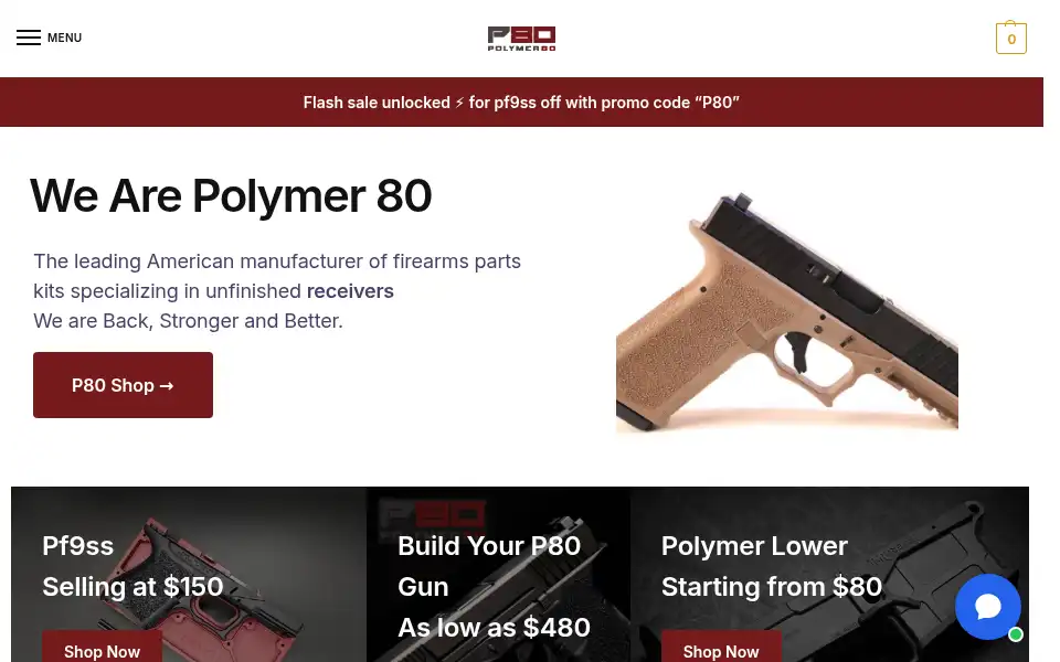 Screenshot of polymer80inc.com