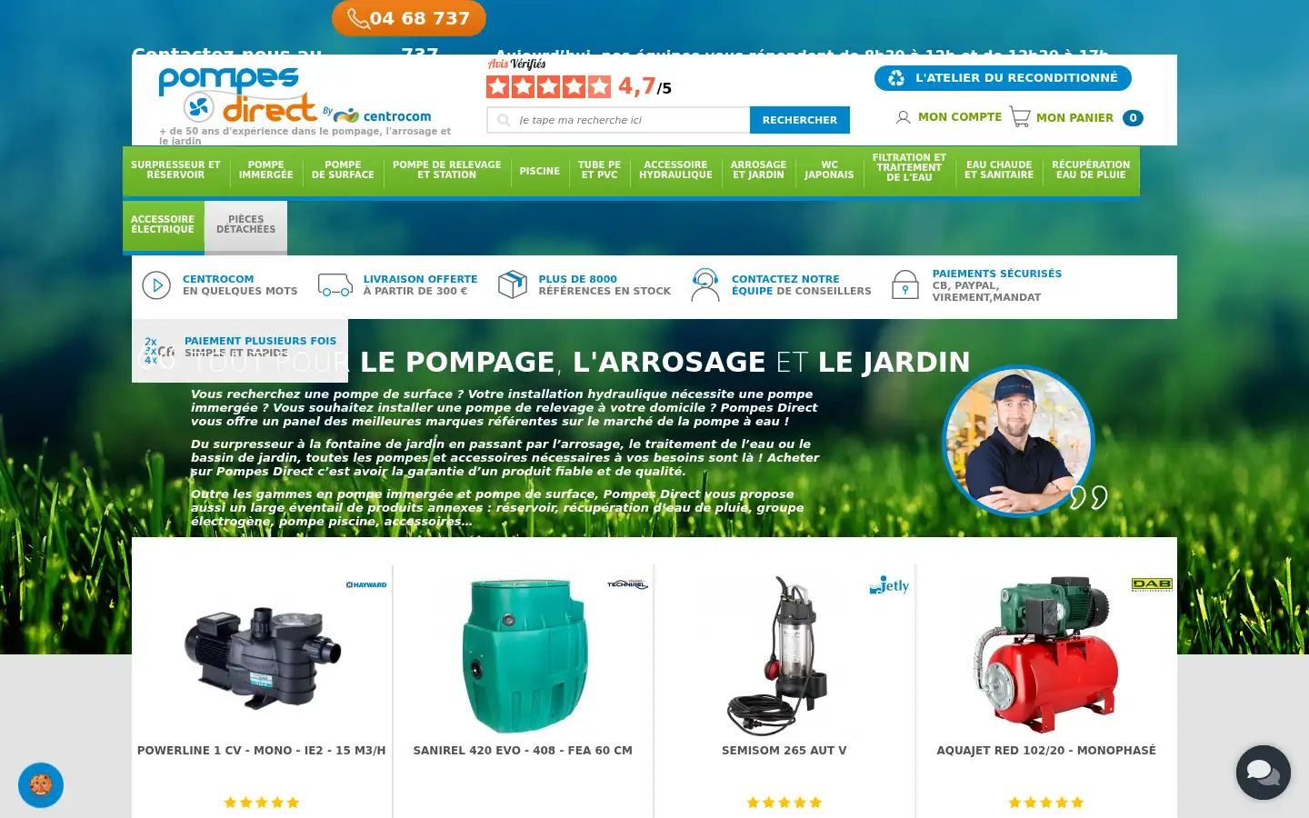 Screenshot of pompes-direct.com