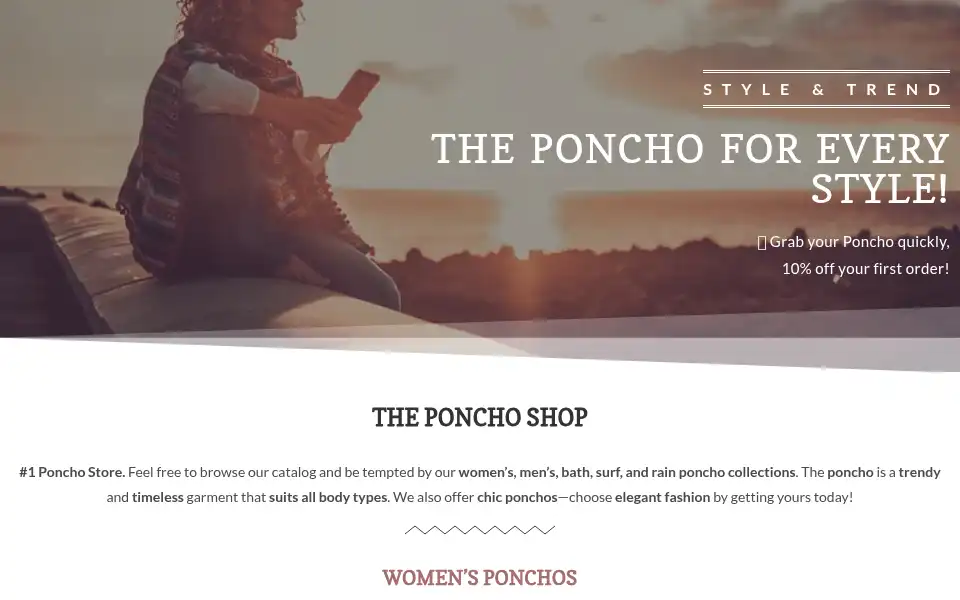 Screenshot of poncho-shop.co.uk