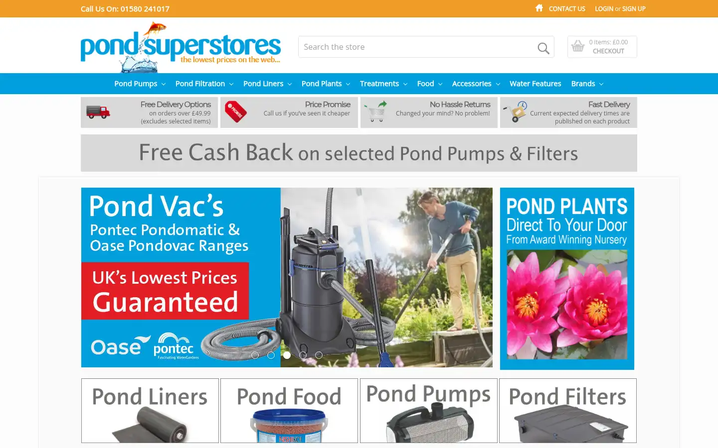 Screenshot of pondsuperstores.com