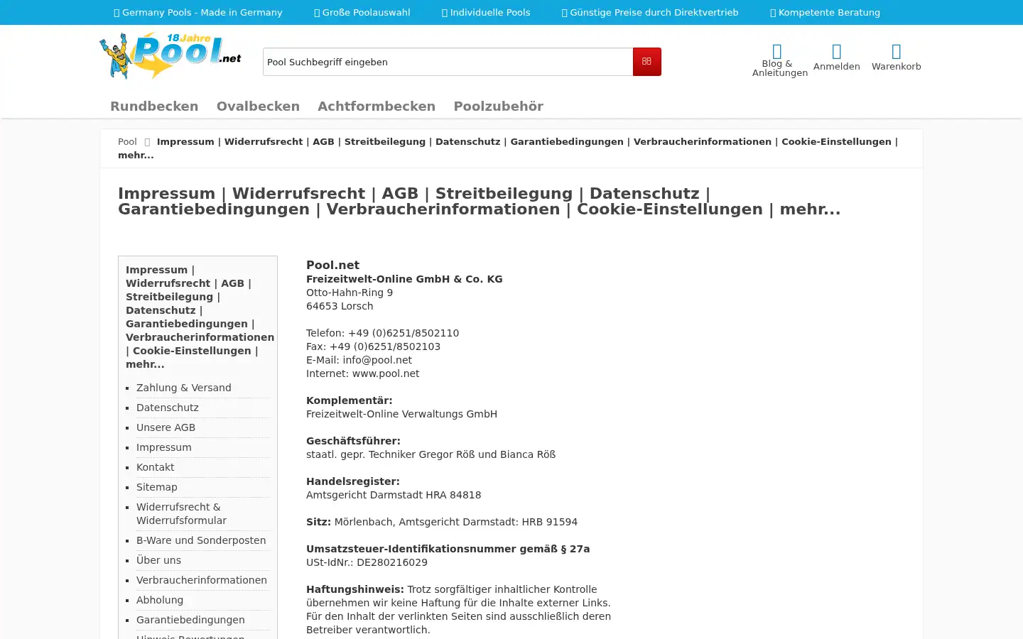 Screenshot of pool.net