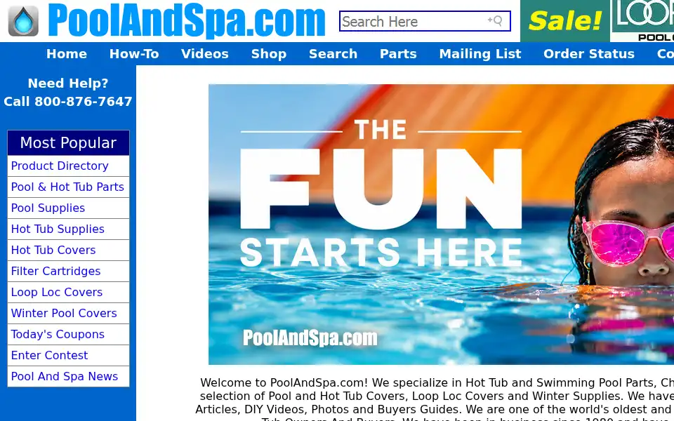 Screenshot of poolandspa.com