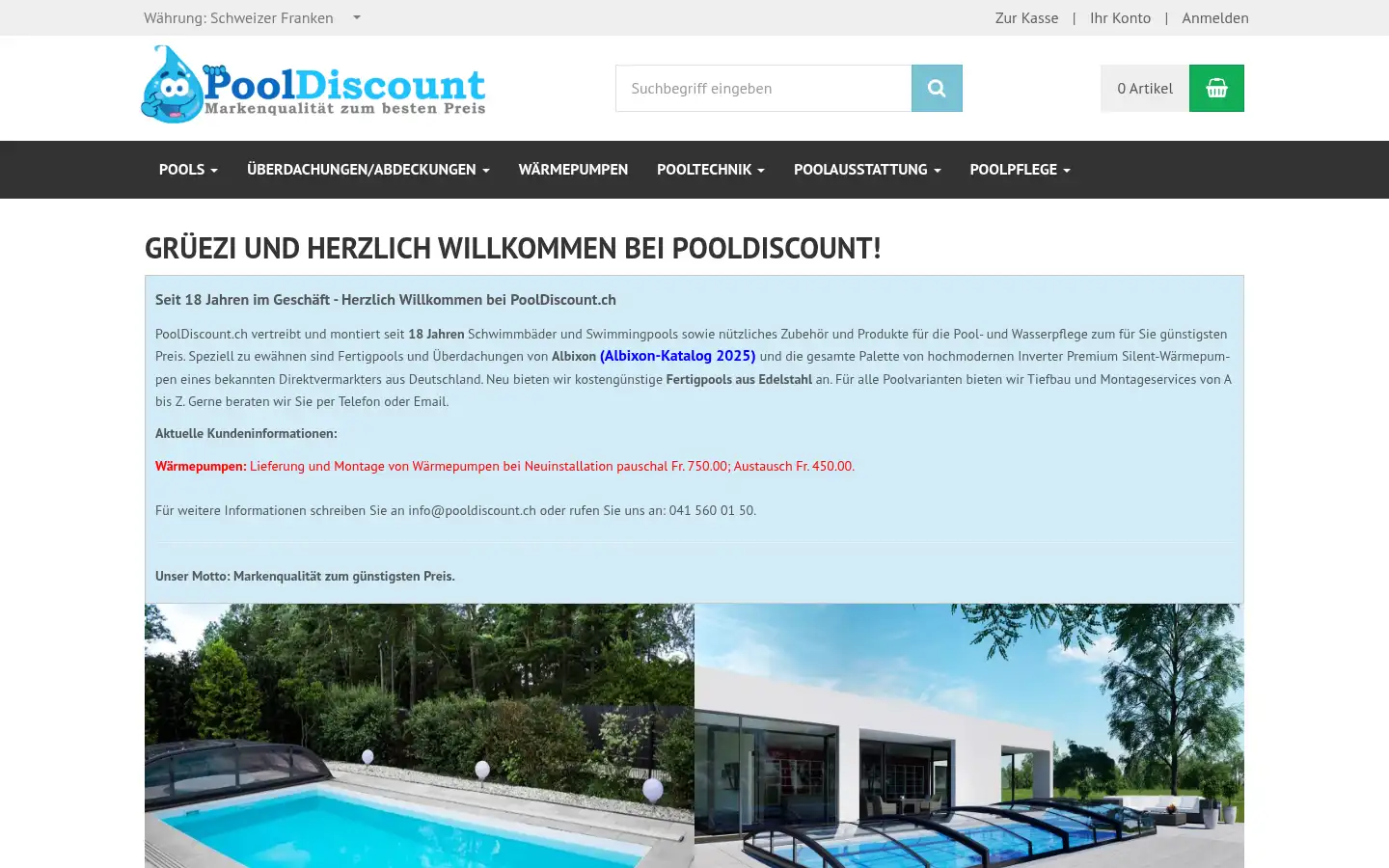Screenshot of pooldiscount.ch