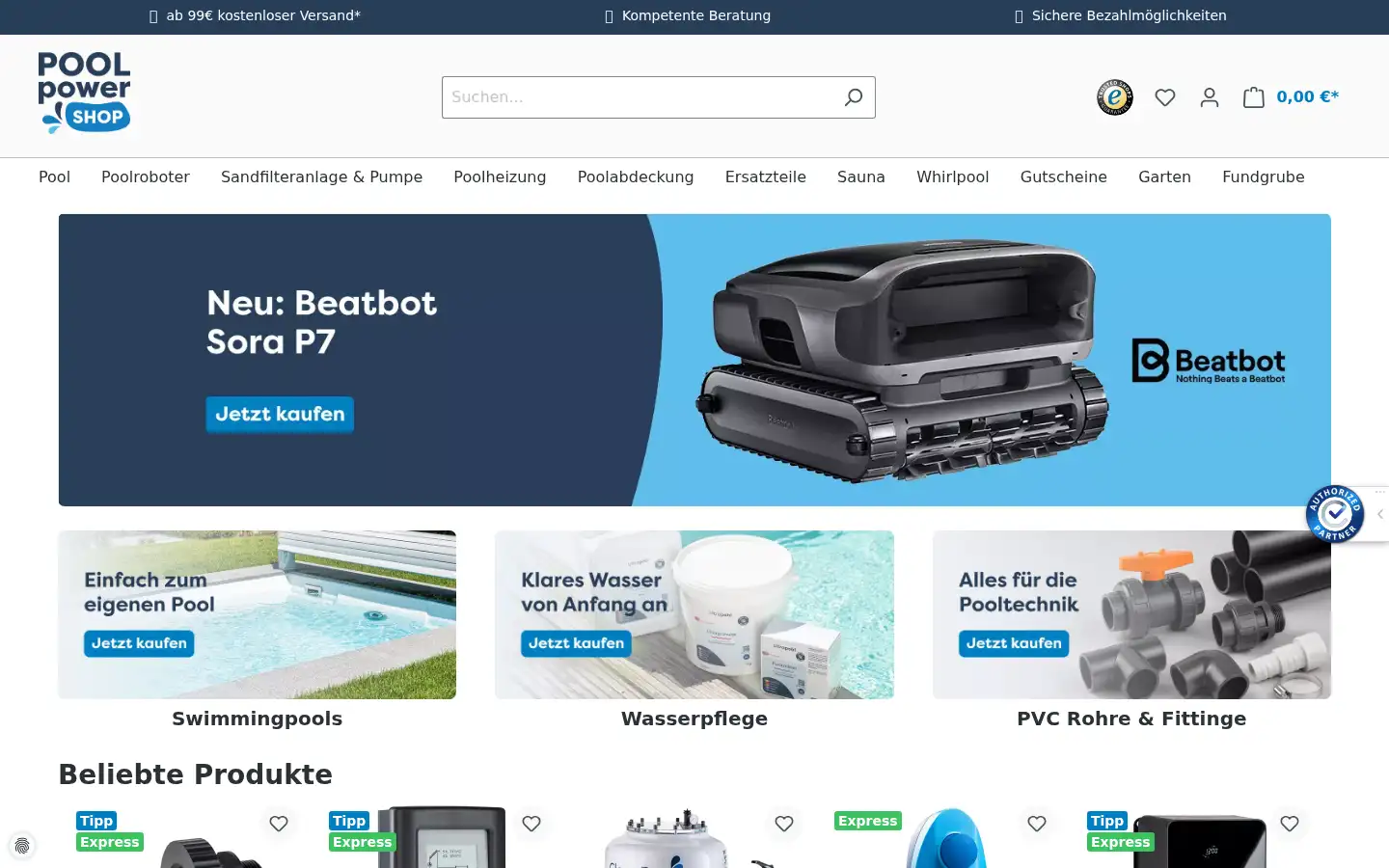 Screenshot of poolpowershop.de