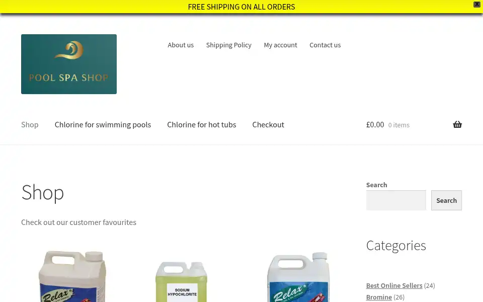 Screenshot of poolspashop.co.uk