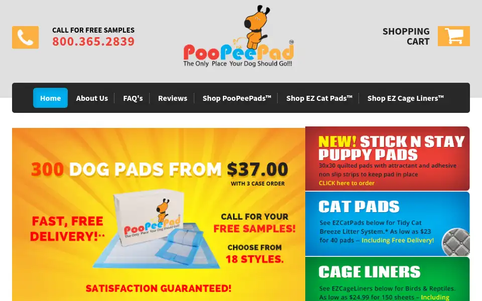 Screenshot of poopeepads.com