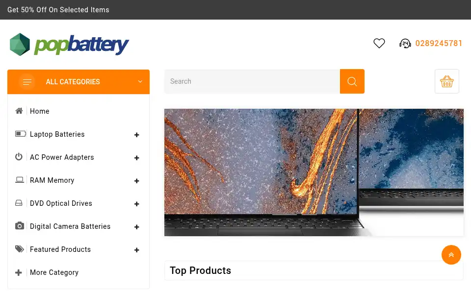 Screenshot of popbattery.co.uk