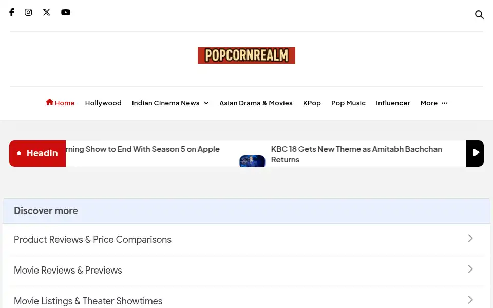 Screenshot of popcornrealm.com