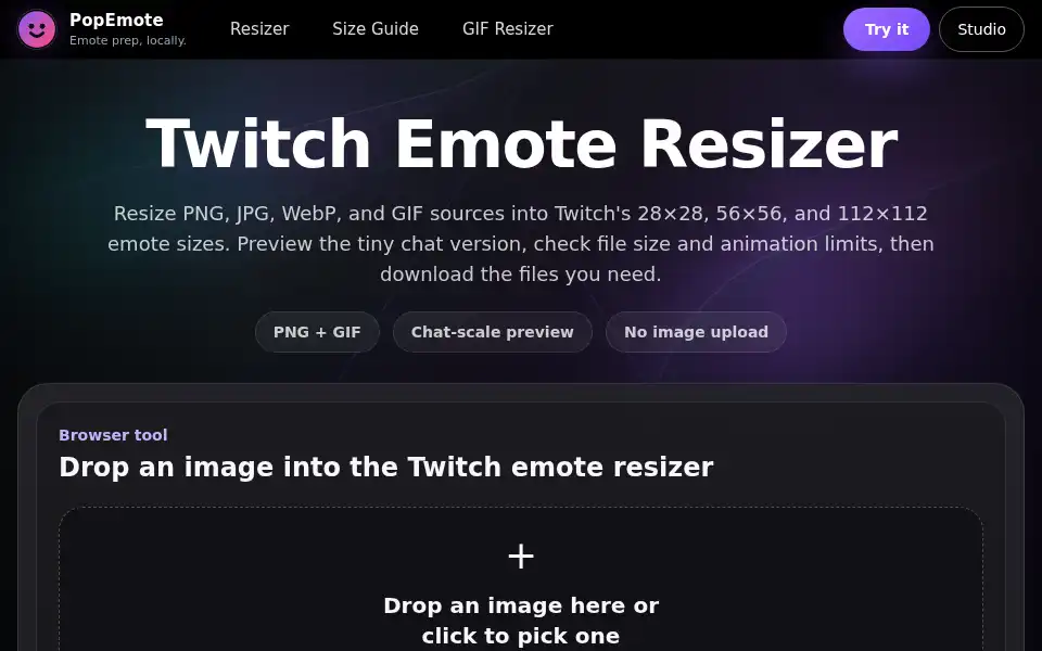 Screenshot of popemote.com
