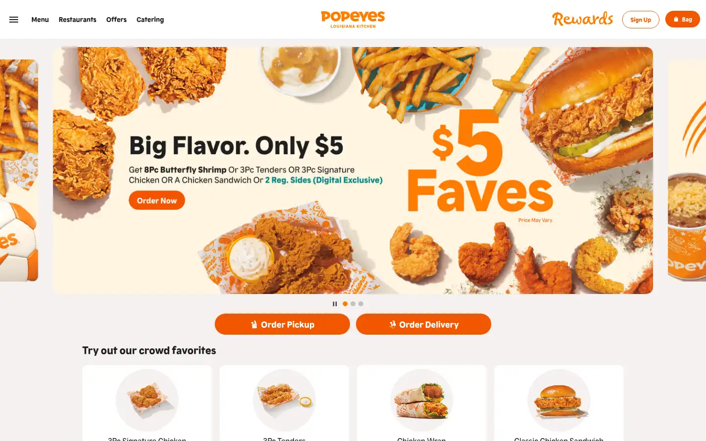 Screenshot of popeyes.com