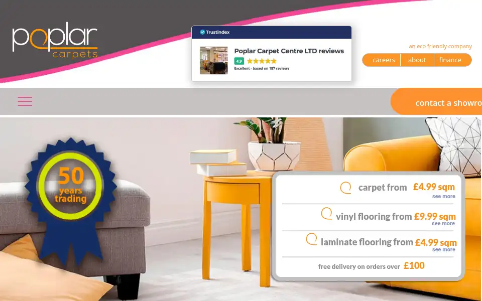 Screenshot of poplarcarpets.co.uk