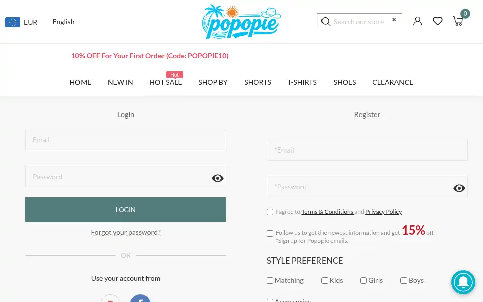 Screenshot of popopieshop.com