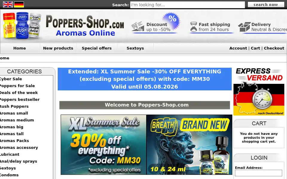 Screenshot of poppers-shop.com
