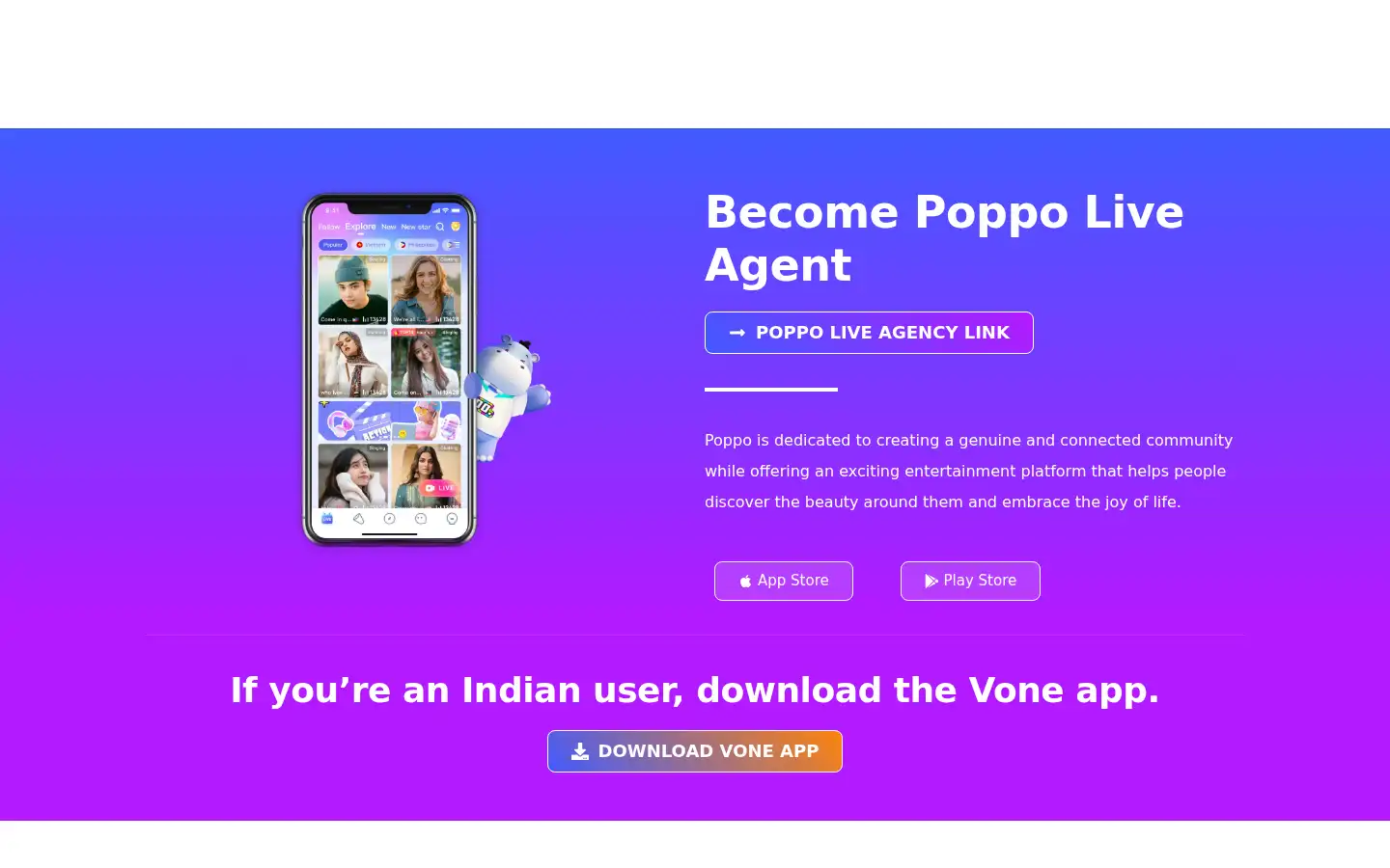 Screenshot of poppoliveapp.com