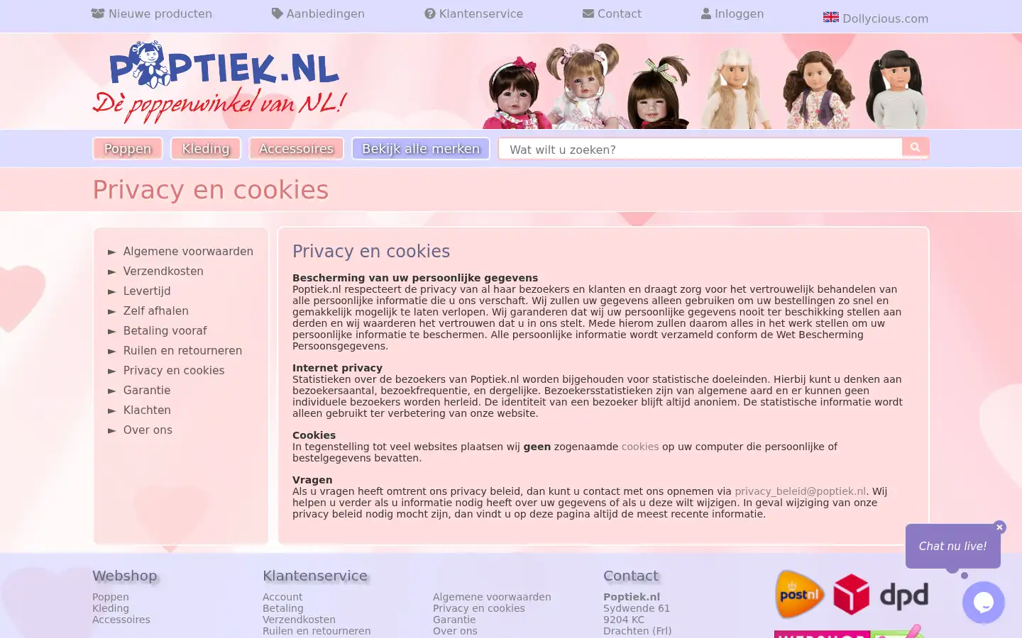Screenshot of poptiek.nl