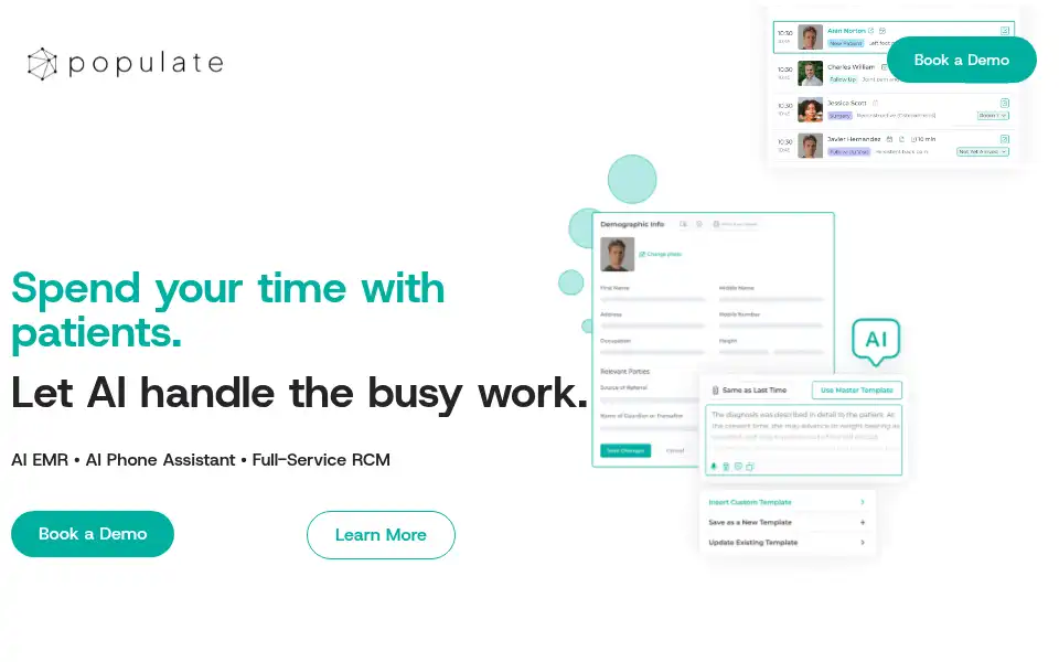 Screenshot of populateemr.com