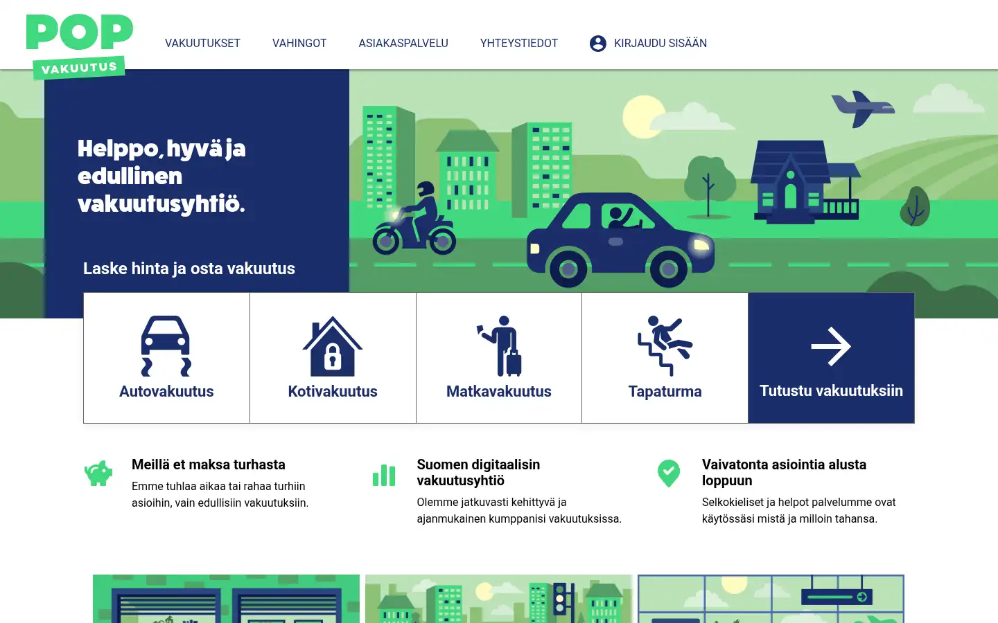 Screenshot of popvakuutus.fi