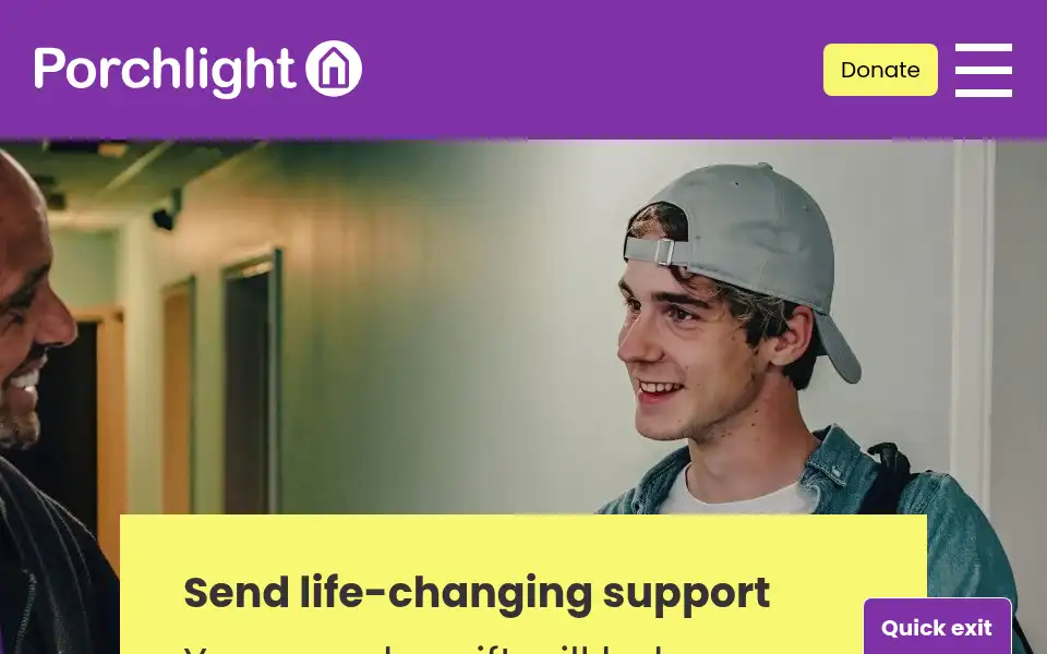 Screenshot of porchlight.org.uk