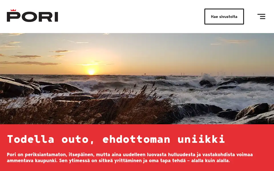 Screenshot of pori.fi