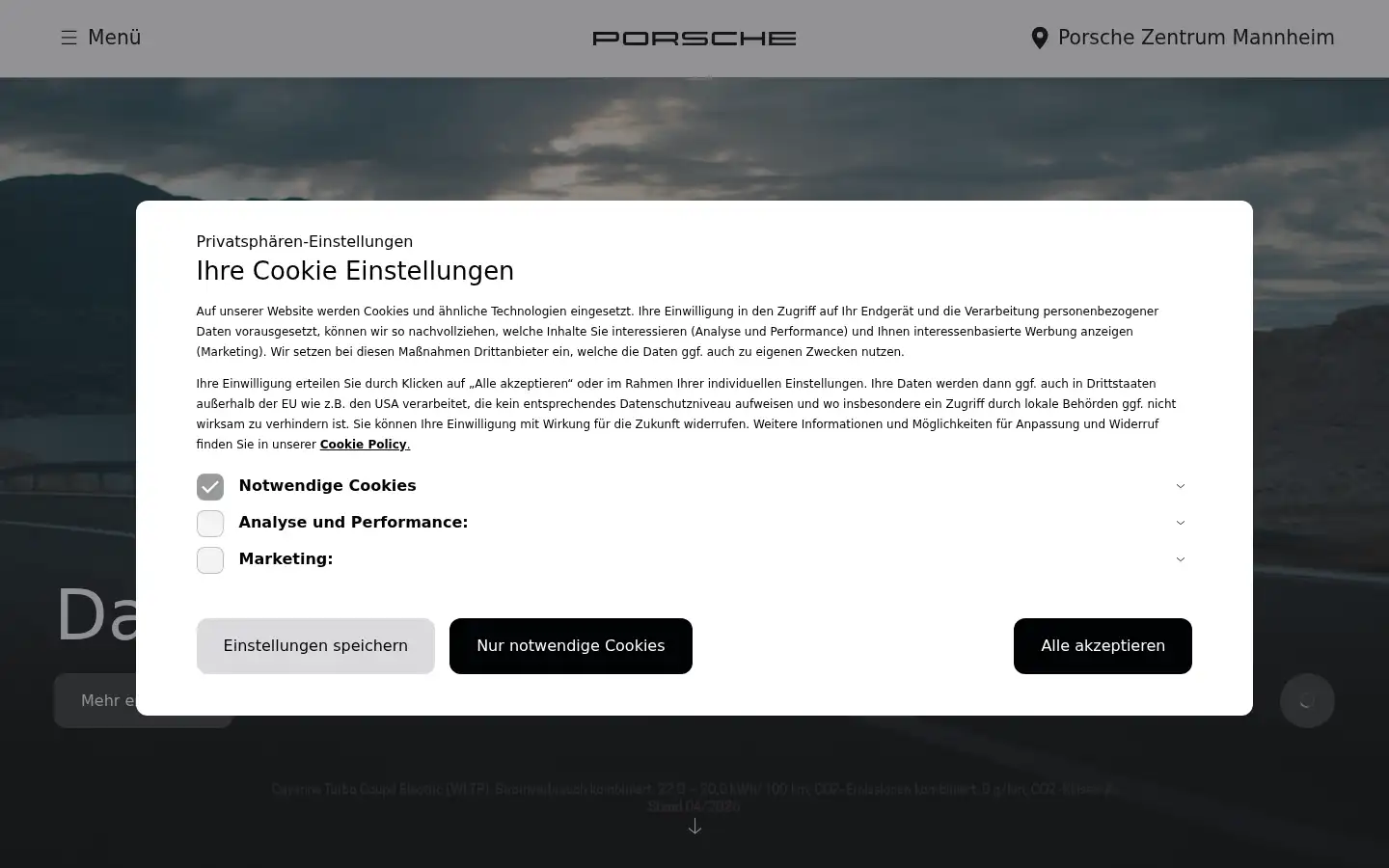 Screenshot of porsche-mannheim.de
