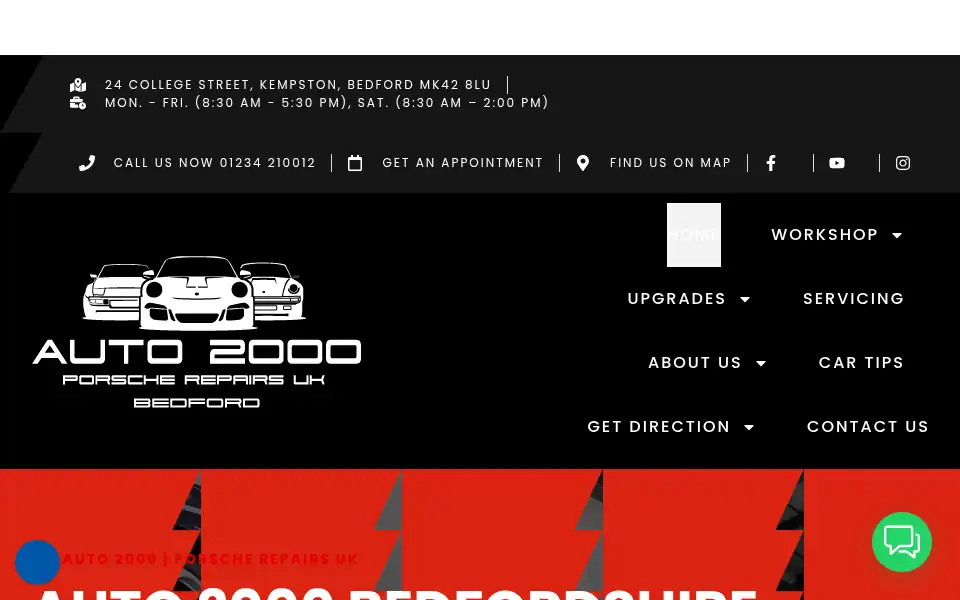 Screenshot of porsche-repairs.co.uk