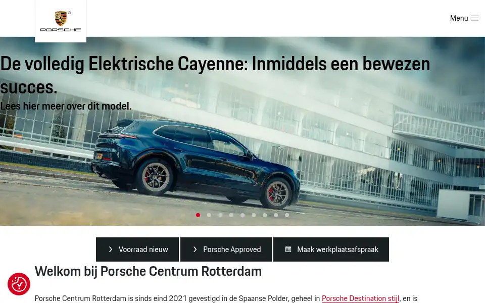 Screenshot of porschecentrumrotterdam.nl