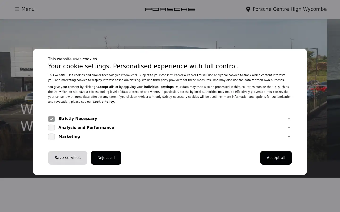 Screenshot of porschehighwycombe.co.uk