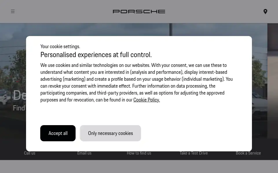 Screenshot of porscheleeds.co.uk