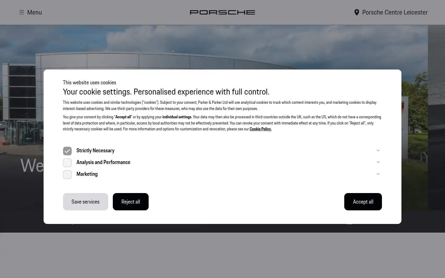 Screenshot of porscheleicester.co.uk