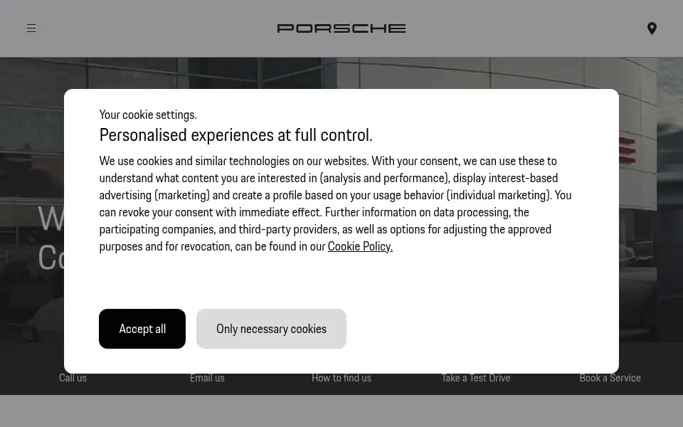 Screenshot of porschesuttoncoldfield.co.uk