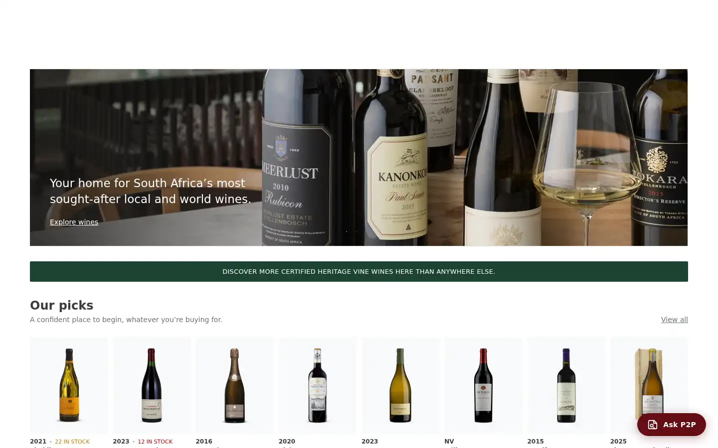 Screenshot of port2port.wine