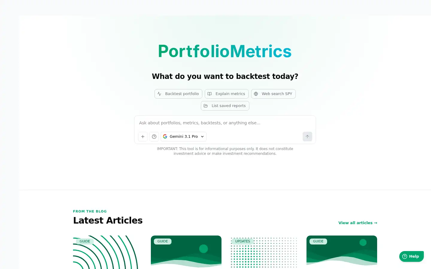 Screenshot of portfoliometrics.net