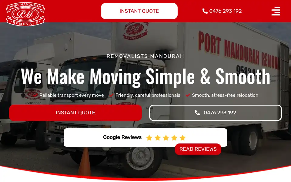 Screenshot of portmandurahremovals.com.au