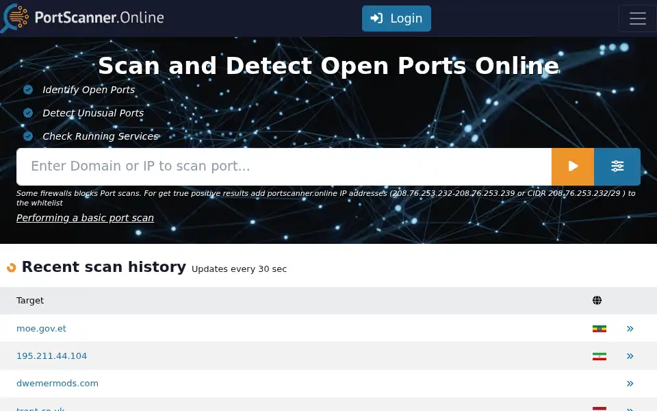 Screenshot of portscanner.online