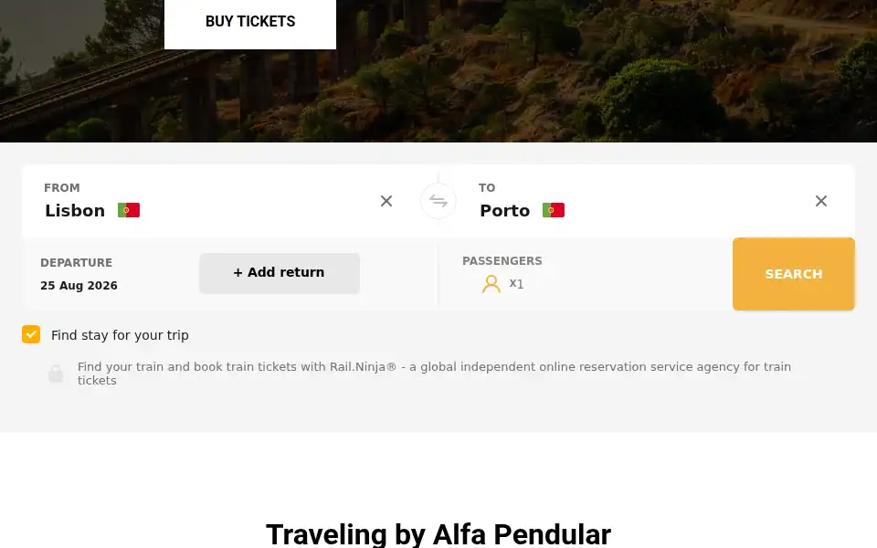 Screenshot of portugaltrain.com