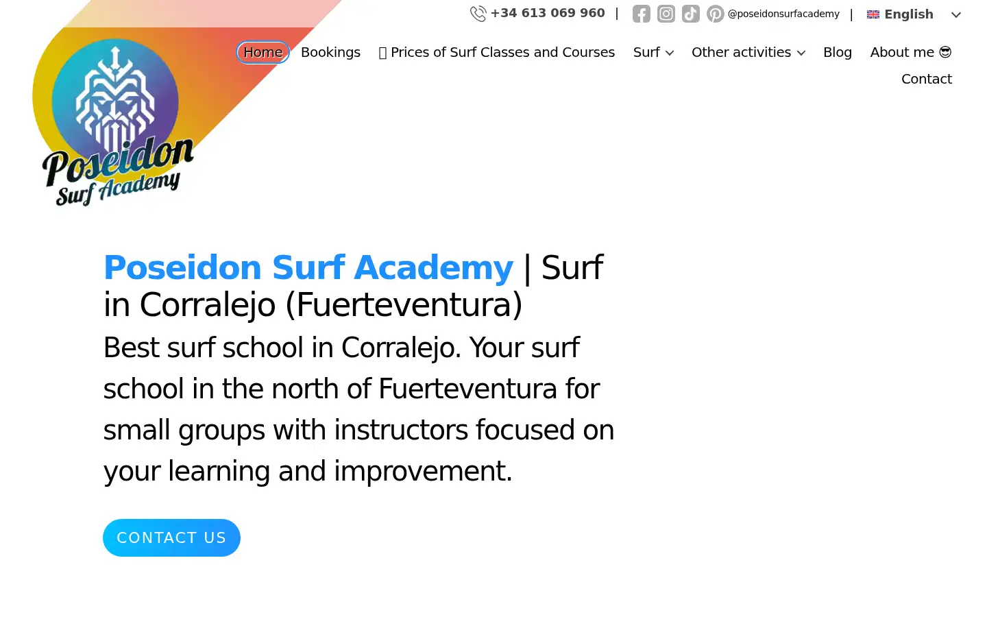 Screenshot of poseidonsurfacademy.com