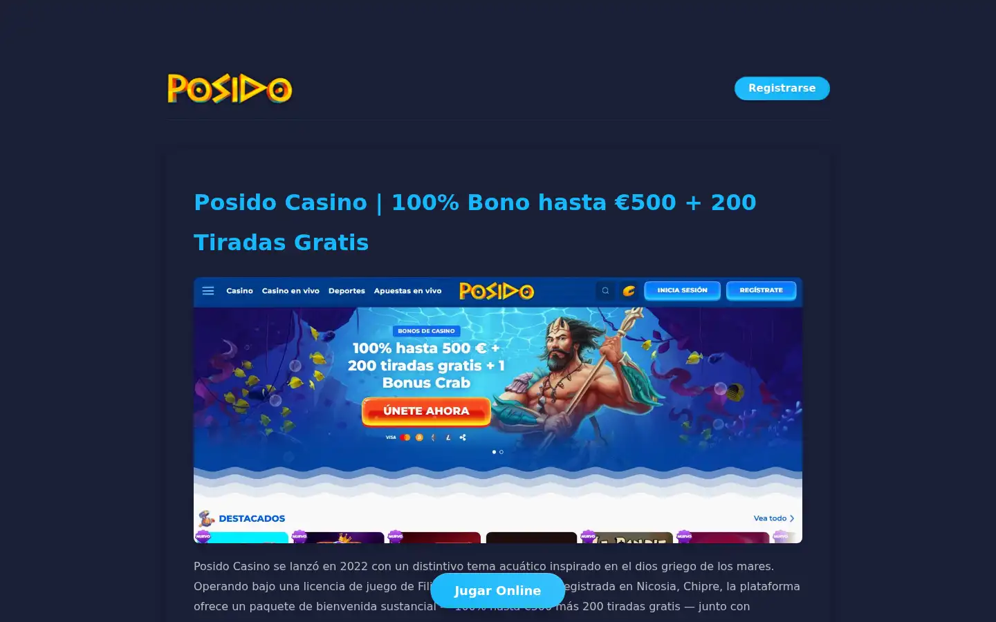 Screenshot of posidocasino.com.es