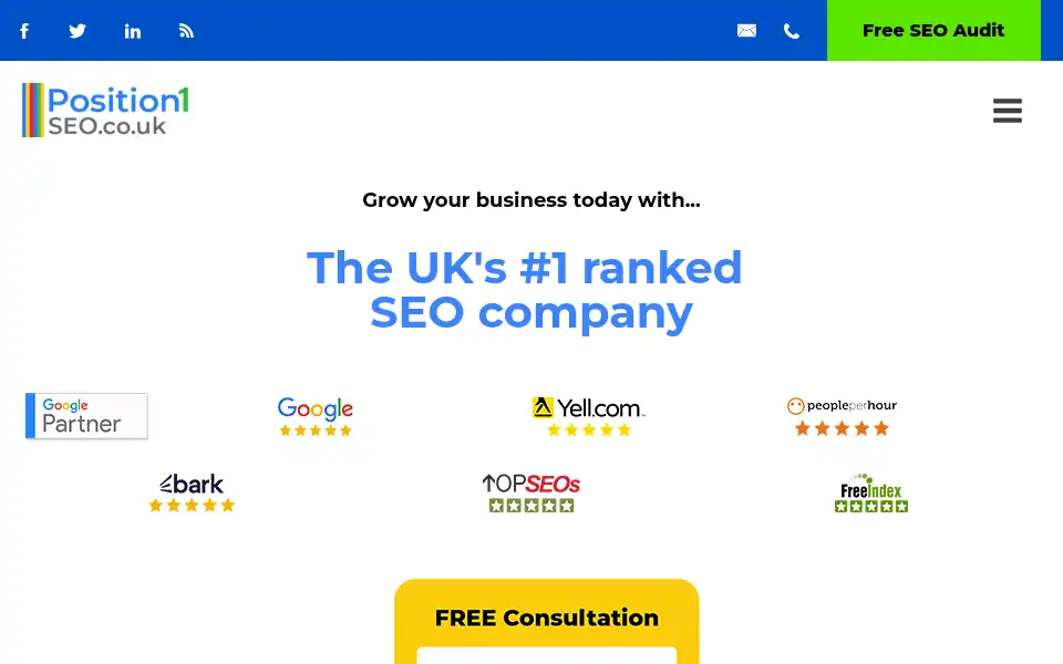 Screenshot of position1seo.co.uk