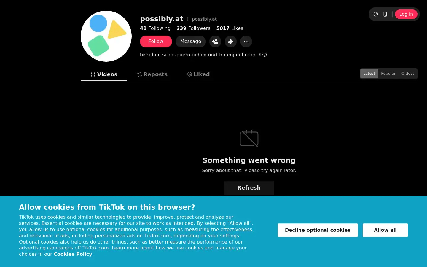 Screenshot of possibly.at