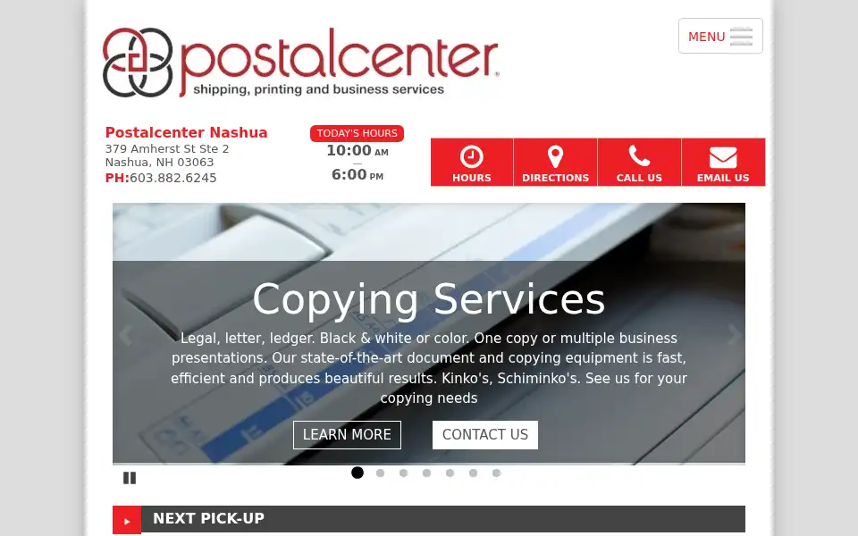 Screenshot of postalcenternashua.com