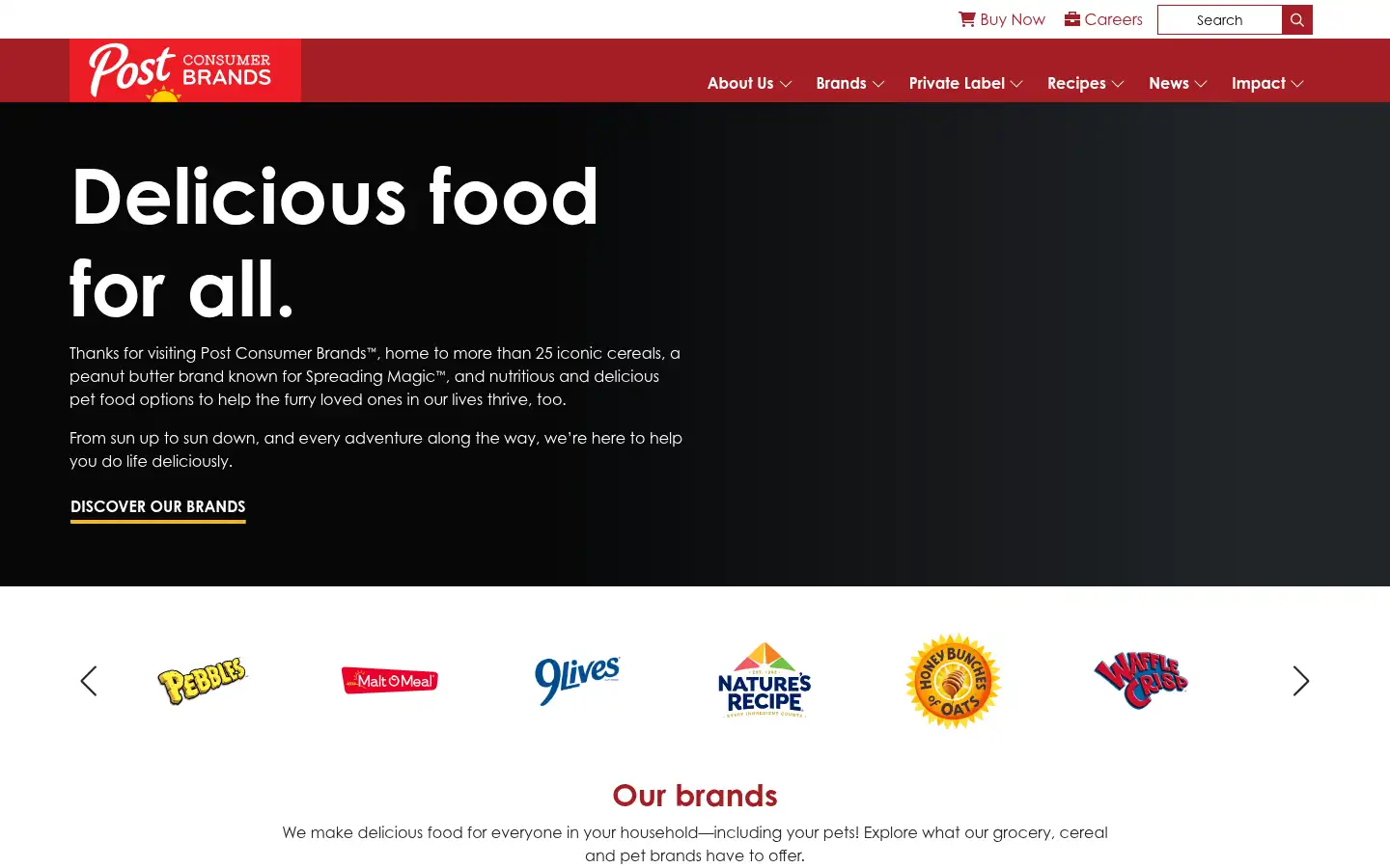 Screenshot of postconsumerbrands.com